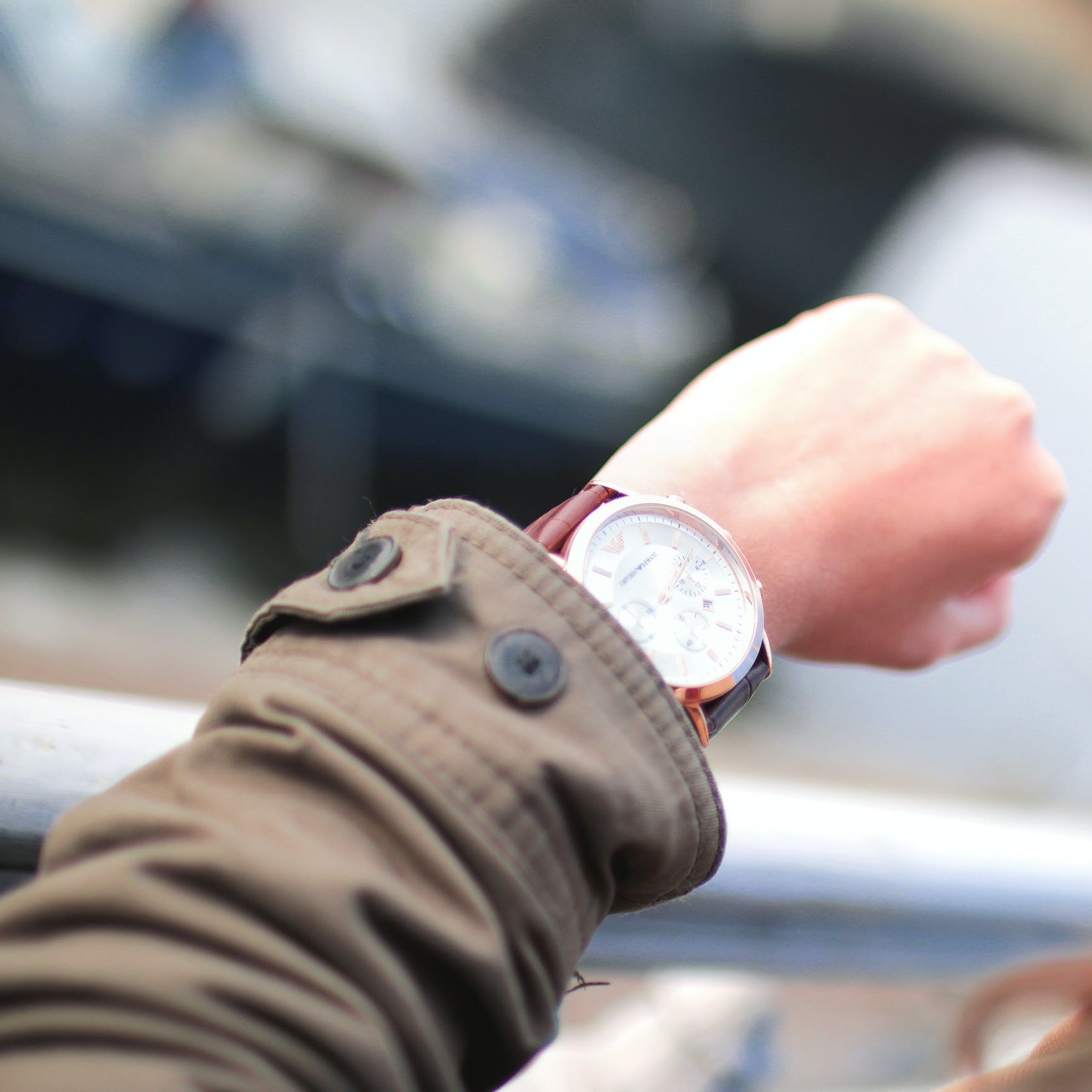 A watch on someones wrist.